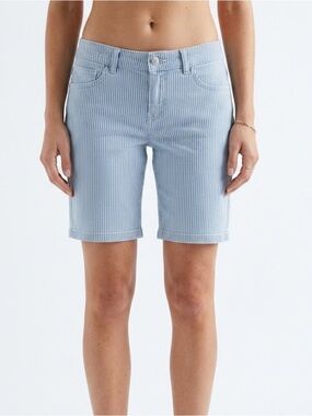 My Style Blue White Stripe Bermuda Shorts Quiet Luxury Coastal Size 8 Cotton